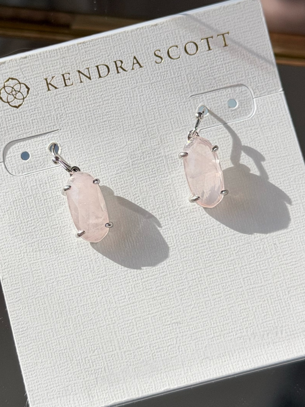 Kendra Scott Lemmi Oval Rose Quartz Drop Earrings